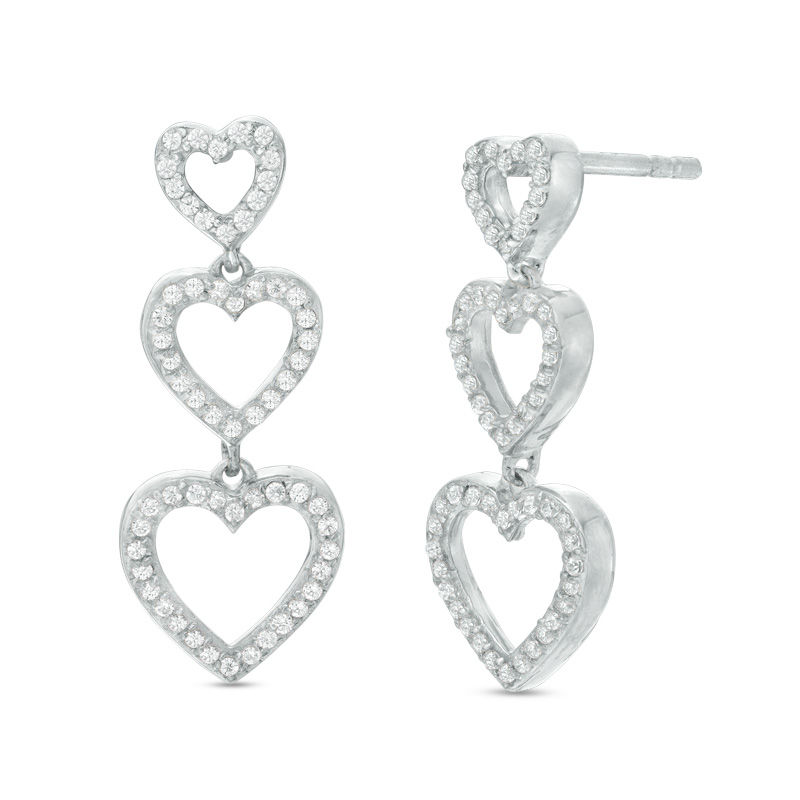 3 heart clearance dangle earrings