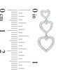 Thumbnail Image 2 of 3/8 CT. T.W. Diamond Triple Heart Drop Earrings in Sterling Silver