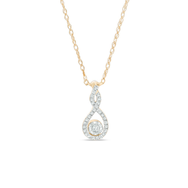 Main Image 1 of 1/10 CT. T.W. Diamond Infinity Necklace in 10K Gold