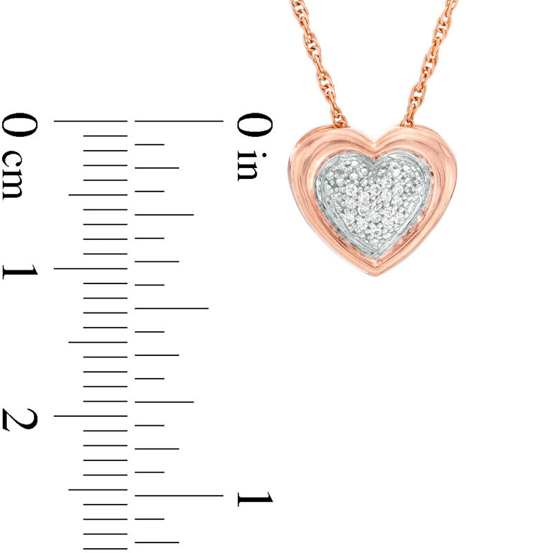 Main Image 2 of Diamond Accent Heart Pendant in Sterling Silver with 14K Rose Gold Plate
