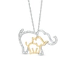 Thumbnail Image 1 of Diamond Accent Elephant and Calf Pendant in Sterling Silver and 10K Gold