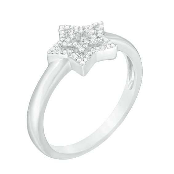 1/10 CT. T.w. Diamond Double Star Ring in Sterling Silver