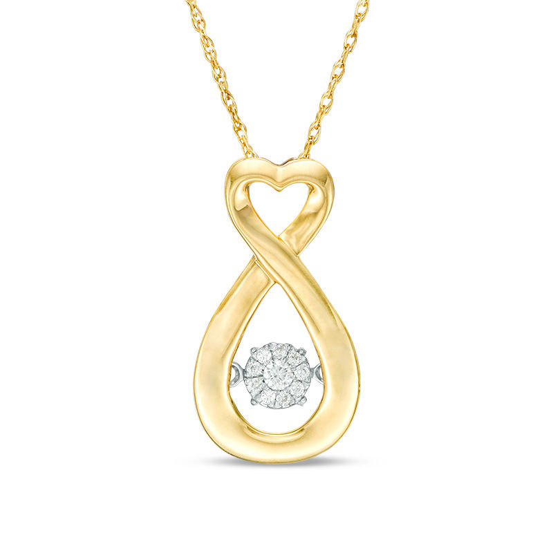 Main Image 1 of Composite Diamond Accent Heart Infinity Pendant in 10K Gold