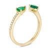 Thumbnail Image 1 of Pear-Shaped Emerald and Diamond Accent Open Shank Ring in 14K Gold