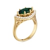 Thumbnail Image 2 of Marquise Lab-Created Emerald and 1/3 CT. T.W. Diamond Frame Ring in 10K Gold