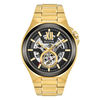 Thumbnail Image 1 of Men's Bulova Automatic Gold-Tone Watch with Black Skeleton Dial (Model: 98A178)