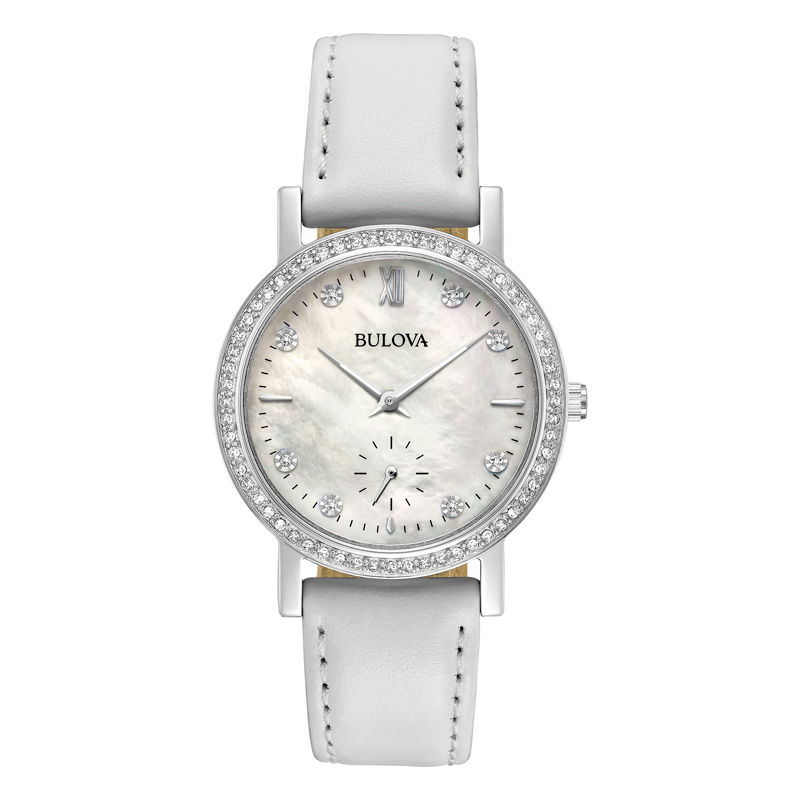 Main Image 1 of Ladies' Bulova Crystal Accent Strap Watch with Mother-of-Pearl Dial (Model: 96L245)