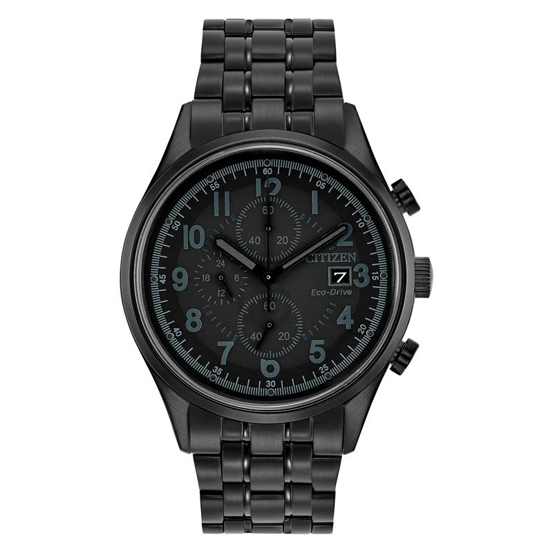 Men's Citizen Eco-Drive® Chandler Chronograph Black IP Watch (Model: CA0625-55E)