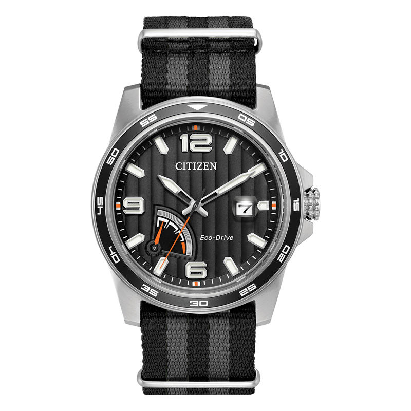 Main Image 1 of Men's Citizen Eco-Drive® PRT Strap Watch with Black Dial (Model: AW7030-06E)