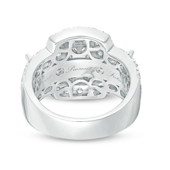 3 CT. T.w. Princess-Cut Diamond Past Present FutureÂ® Double Frame Engagement Ring in 14K White Gold