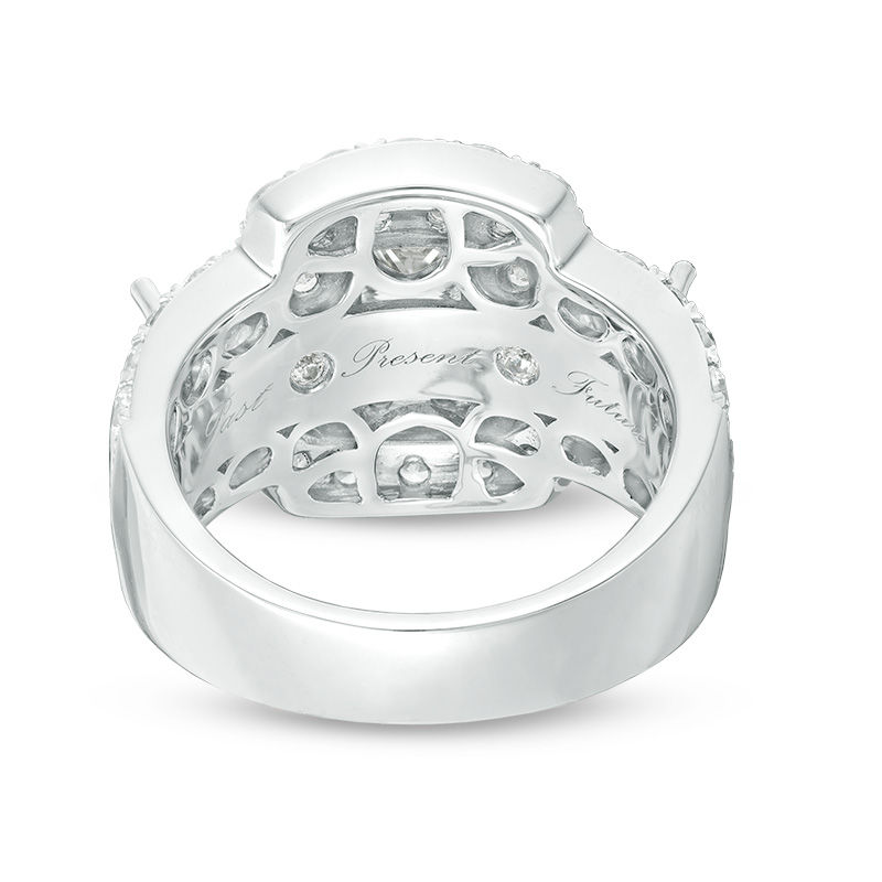 Main Image 3 of 3 CT. T.W. Princess-Cut Diamond Past Present Future® Double Frame Engagement Ring in 14K White Gold