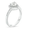 Thumbnail Image 1 of 5.5mm Lab-Created White Sapphire and 1/8 CT. T.W. Diamond Frame Promise Ring in Sterling Silver