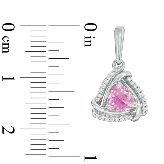 5.0mm Trillion-Cut Lab-Created Pink Sapphire and 1/6 CT. T.w. Diamond Swirl Frame Drop Earrings in Sterling Silver
