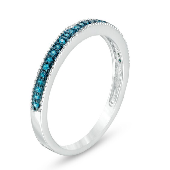 1/6 CT. T.w. Enhanced Blue Diamond Wedding Band in Sterling Silver