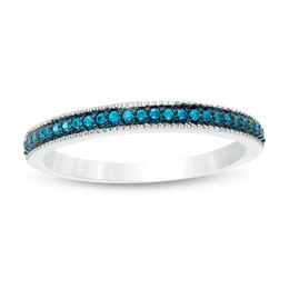 1/6 CT. T.W. Enhanced Blue Diamond Wedding Band in Sterling Silver