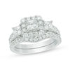 Thumbnail Image 1 of 2 CT. T.W. Princess-Cut Diamond Past Present Future® Frame Bridal Set in 14K White Gold