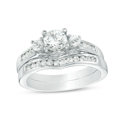 Black /& White Diamond 3 Stone Bridal Engagement Ring Set 10K Gold White Sapphire