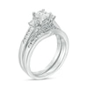 Thumbnail Image 2 of 5.4mm Lab-Created White Sapphire Three Stone Bridal Set in 10K White Gold