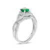 Thumbnail Image 1 of 5.2mm Lab-Created Emerald and 1/4 CT. T.W. Diamond Twist Shank Bridal Set in 10K White Gold