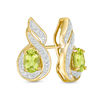 Thumbnail Image 0 of Oval Peridot and Diamond Accent Swirl Drop Earrings in Sterling Silver with 14K Gold Plate