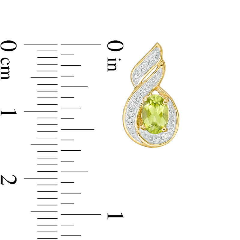 Oval Peridot and Diamond Accent Swirl Drop Earrings in Sterling Silver with 14K Gold Plate