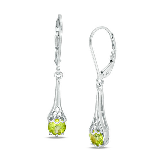 5.0mm Peridot Filigree Drop Earrings in Sterling Silver