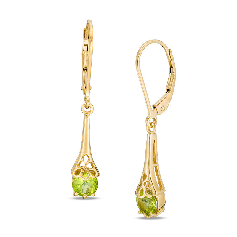 5.0mm Peridot Filigree Drop Earrings in Sterling Silver with 14K Gold Plate