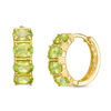 Thumbnail Image 0 of Oval Peridot Four Stone Hoop Earrings in Sterling Silver with 14K Gold Plate