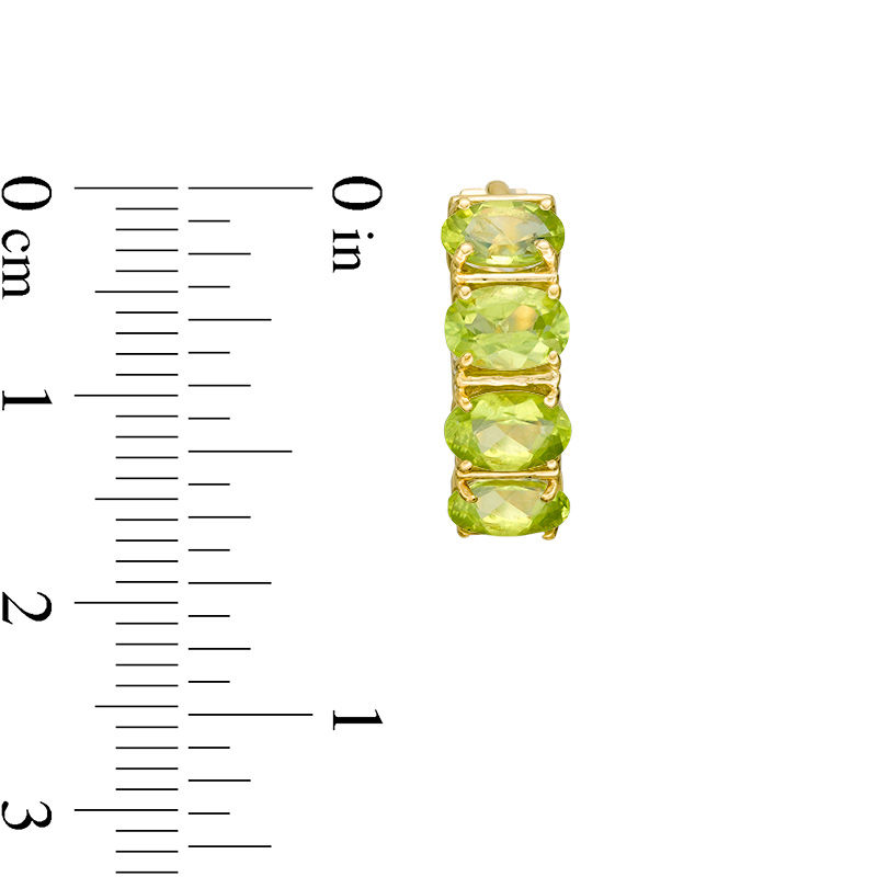 Main Image 2 of Oval Peridot Four Stone Hoop Earrings in Sterling Silver with 14K Gold Plate
