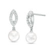 Thumbnail Image 1 of Blue Lagoon® by Mikimoto 6.5-7.0mm Akoya Cultured Pearl and 1/4 CT. T.W. Diamond Drop Earrings in 14K White Gold