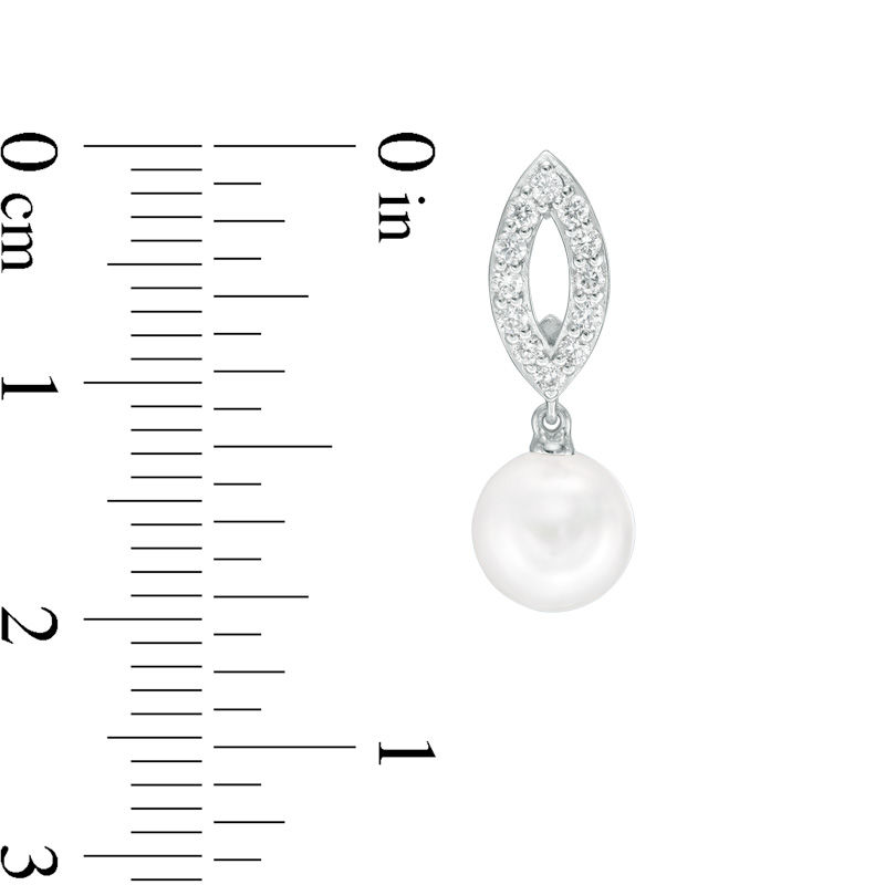 Main Image 2 of Blue Lagoon® by Mikimoto 6.5-7.0mm Akoya Cultured Pearl and 1/4 CT. T.W. Diamond Drop Earrings in 14K White Gold