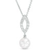 Thumbnail Image 1 of Blue Lagoon® by Mikimoto 7.0-7.5mm Akoya Cultured Pearl and 1/6 CT. T.W. Diamond Pendant in 14K White Gold