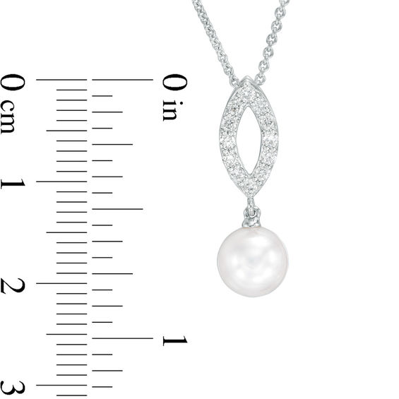 Blue LagoonÂ® by Mikimoto 7.0-7.5mm Akoya Cultured Pearl and 1/6 CT. T.w. Diamond Pendant in 14K White Gold