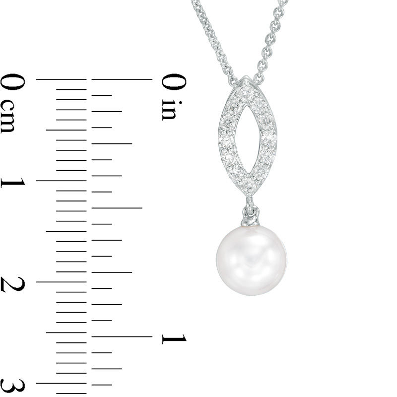 Main Image 2 of Blue Lagoon® by Mikimoto 7.0-7.5mm Akoya Cultured Pearl and 1/6 CT. T.W. Diamond Pendant in 14K White Gold
