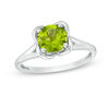 Thumbnail Image 0 of 7.0mm Peridot Flower Frame Ring in Sterling Silver