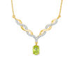 Thumbnail Image 0 of Oval Peridot and Diamond Accent Twist Necklace in Sterling Silver with 14K Gold Plate