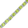 Thumbnail Image 0 of Peridot and Diamond Accent Collar Tennis Bracelet in Sterling Silver - 7.25"