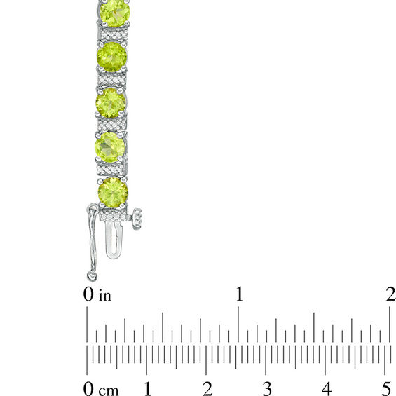 Peridot and Diamond Accent Collar Tennis Bracelet in Sterling Silver - 7.25"