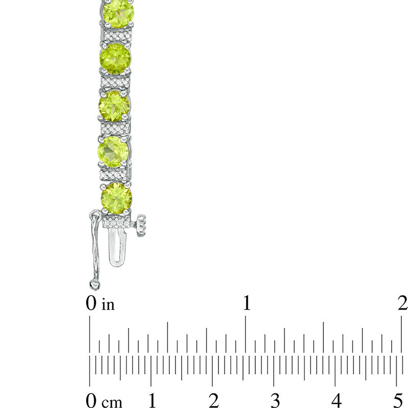 Peridot and Diamond Accent Collar Tennis Bracelet in Sterling Silver - 7.25"