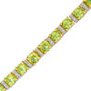 Thumbnail Image 0 of 5.0mm Peridot and Diamond Accent Collar Tennis Bracelet in Sterling Silver with 14K Gold Plate - 7.25"