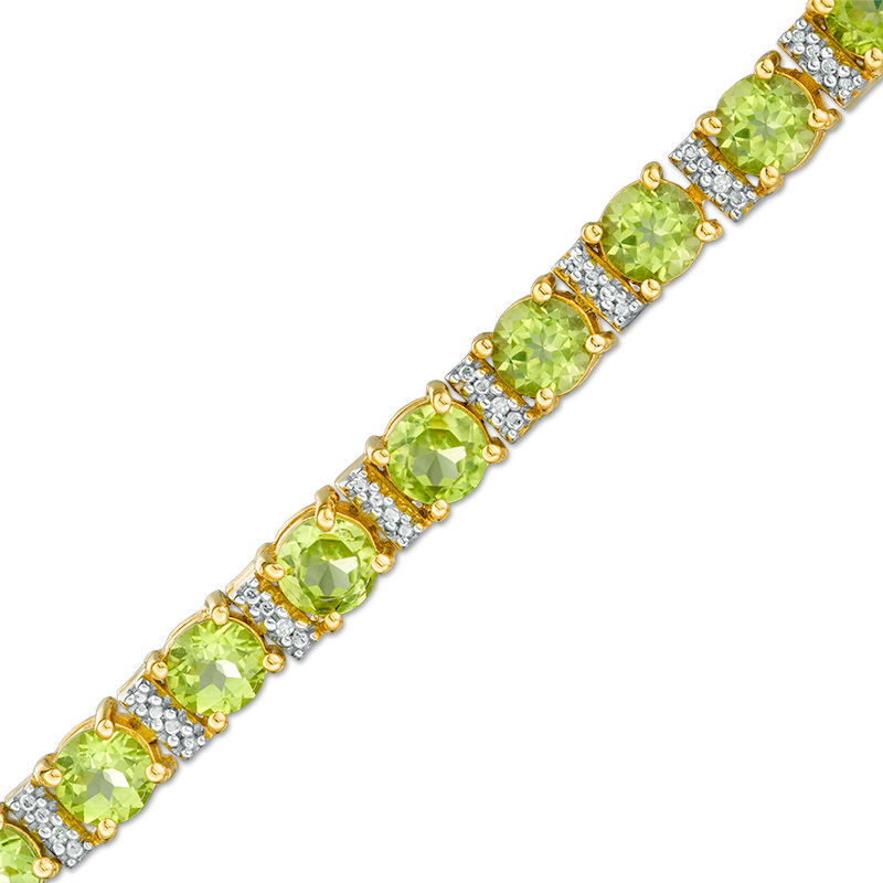 5.0mm Peridot and Diamond Accent Collar Tennis Bracelet in Sterling Silver with 14K Gold Plate - 7.25"