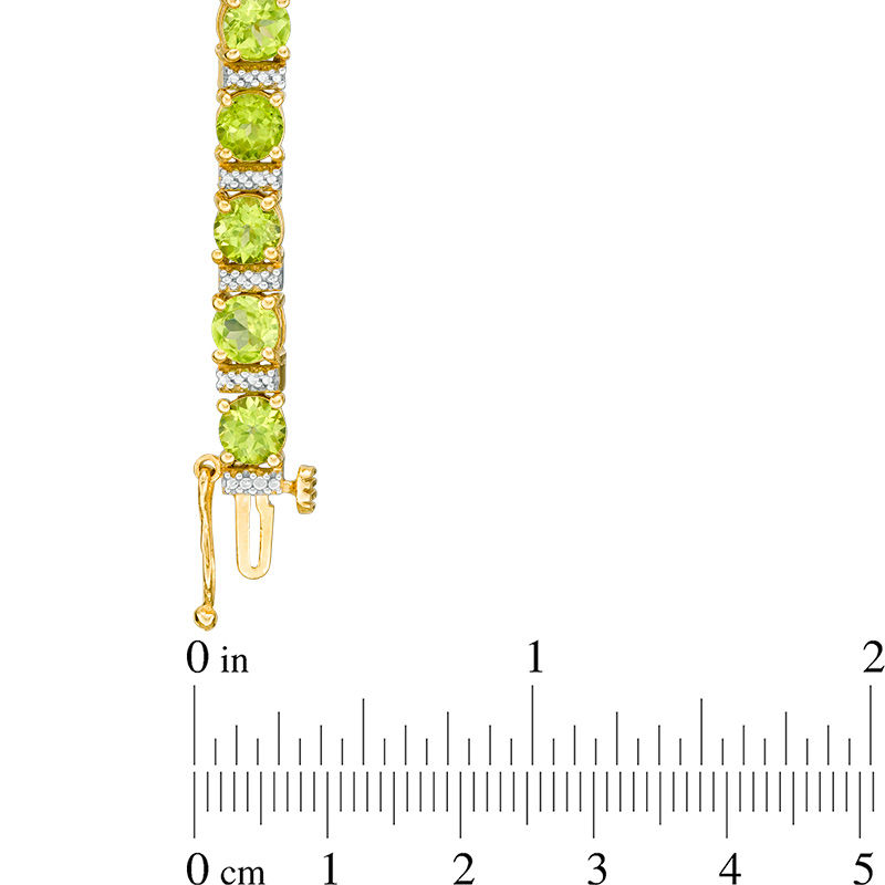 5.0mm Peridot and Diamond Accent Collar Tennis Bracelet in Sterling Silver with 14K Gold Plate - 7.25"