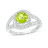 Thumbnail Image 0 of 7.0mm Peridot and Diamond Accent Frame Bypass Ring in Sterling Silver