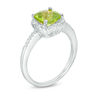 Thumbnail Image 1 of 7.0mm Cushion-Cut Peridot and Diamond Accent Frame Ring in Sterling Silver