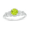 Thumbnail Image 0 of 6.0mm Peridot and Diamond Accent Tri-Sides Collar Vintage-Style Ring in Sterling Silver