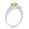 Thumbnail Image 1 of 6.0mm Peridot and Diamond Accent Tri-Sides Collar Vintage-Style Ring in Sterling Silver