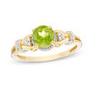 Thumbnail Image 0 of 6.0mm Peridot and Diamond Accent Tri-Sides Collar Vintage-Style Ring in Sterling Silver with 14K Gold Plate