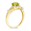 Thumbnail Image 1 of 6.0mm Peridot and Diamond Accent Tri-Sides Collar Vintage-Style Ring in Sterling Silver with 14K Gold Plate