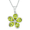 Thumbnail Image 0 of Pear-Shaped Peridot and Diamond Accent Flower Pendant in Sterling Silver