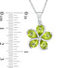 Thumbnail Image 1 of Pear-Shaped Peridot and Diamond Accent Flower Pendant in Sterling Silver